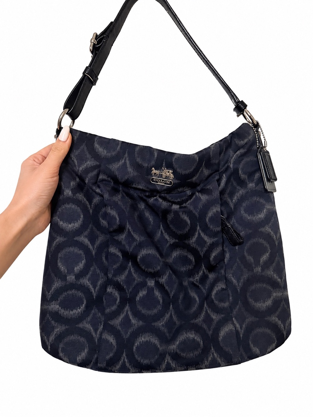 Coach Black Navy Signature Shoulder Bag